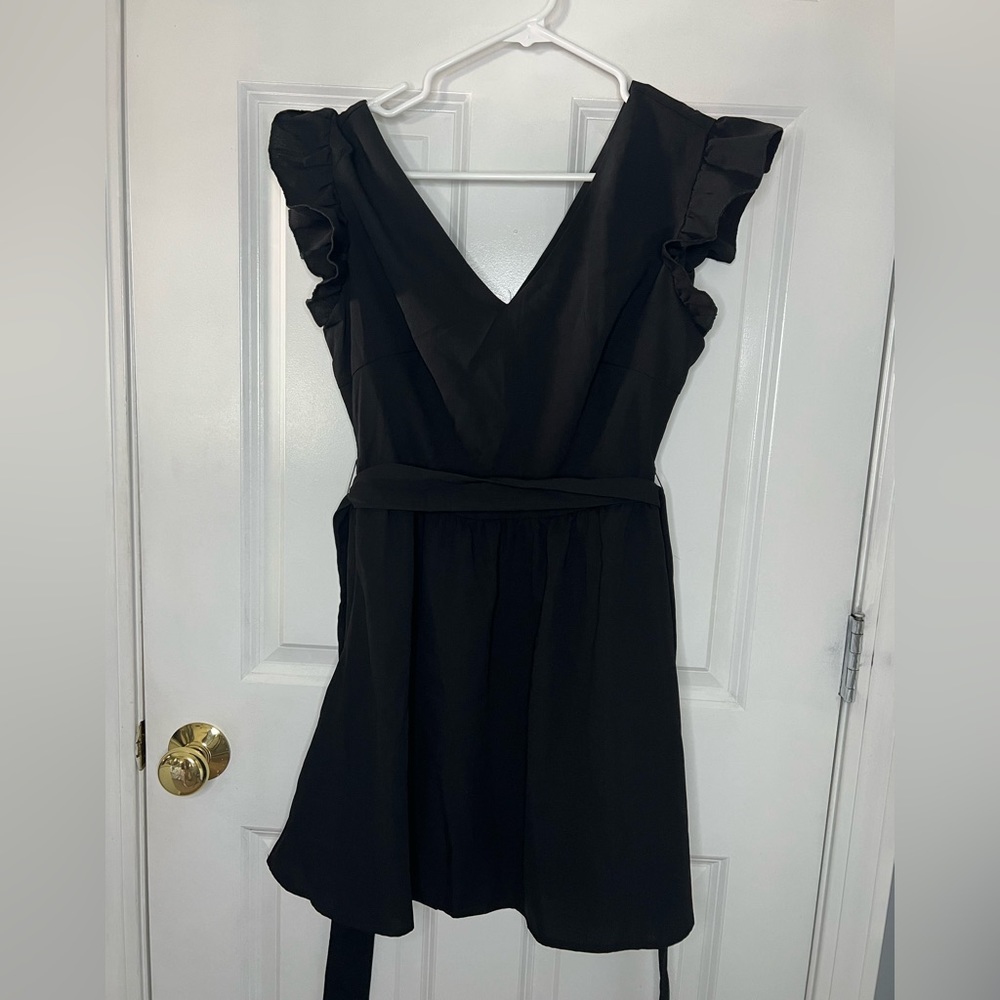 SHEIN Frenchy ruffle sleeve belted dress, black, size S, US 4 - NWT